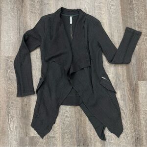 Unique Waterfall Draped Jacket Boho Edgy Goth Gray Sz Small